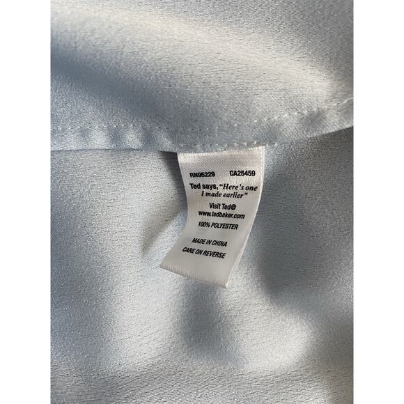 NWT Ted Baker Dress One Shoulder Baby Blue Peplum Sheath Chain Belt Midi 2 S 4 6 - Picture 7 of 10